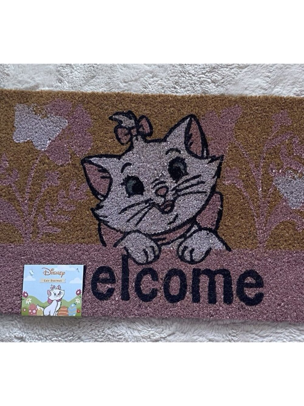 Disney The Aristocats Marie Butterfly Flower Coir Welcome Door Mat 18” X 28” NEW